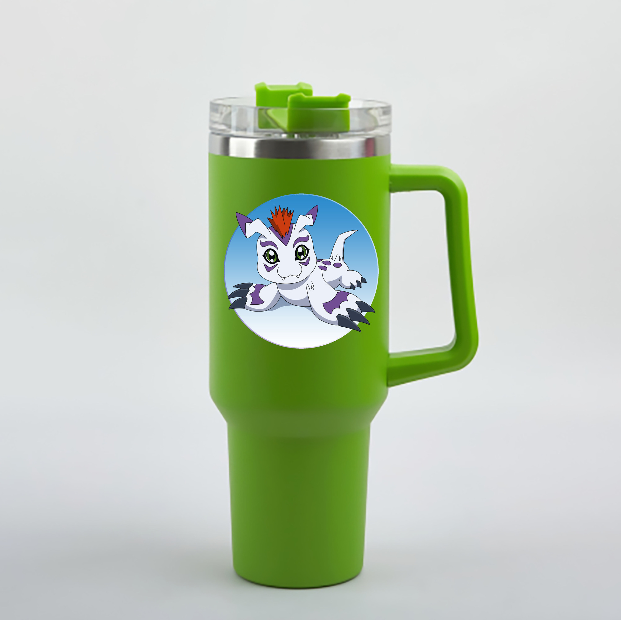（画像用） Digimon デジタルモンスター/デジモン 1200mL車用タンブラー - クリスタルステッカー（プラスチックストロー付き）